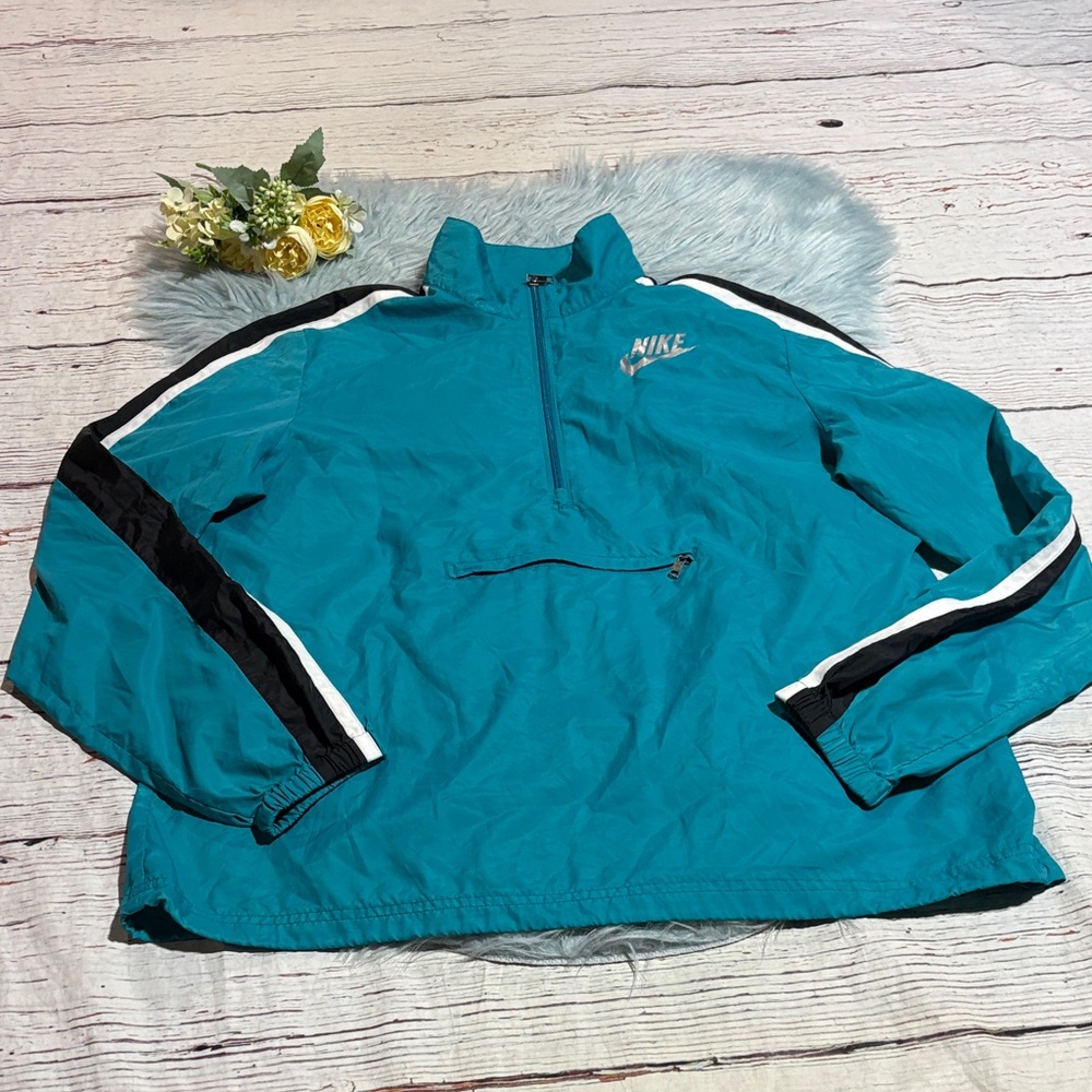Nike Packable Windbreaker Pullover Teal Black sz … - image 1